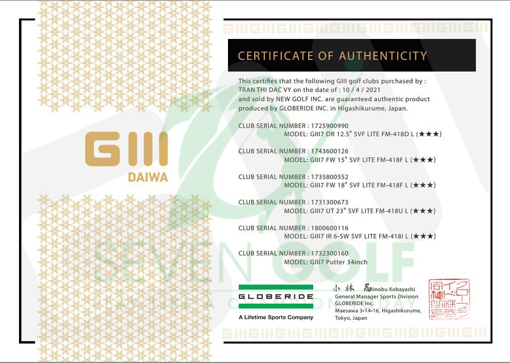 Bộ gậy golf nữ Daiwa_GIII HR 3 sao